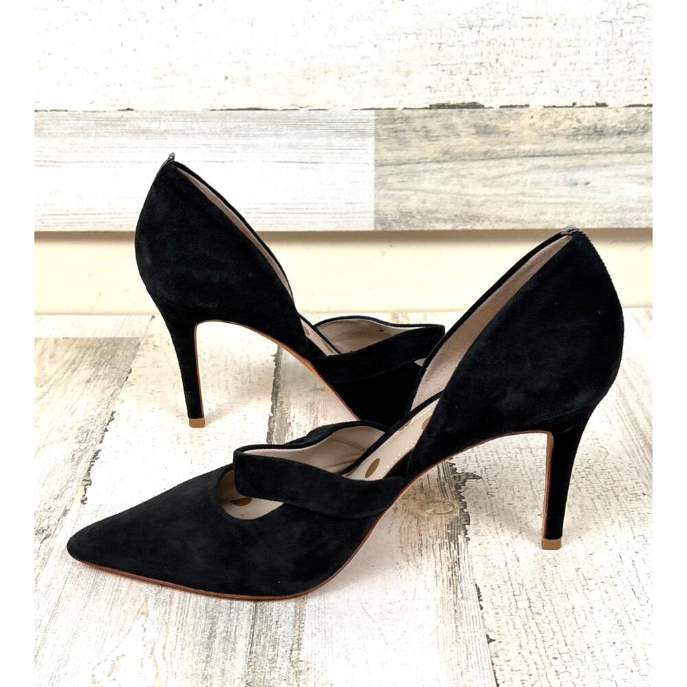 Boden Adrianna Courts Womens 10 Black Suede Slip On Heels Designer Workwear